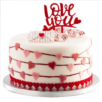 Cake Topper „Love You“ – Elegante Tortendekoration für besondere Momente (13,5 x 10 cm)